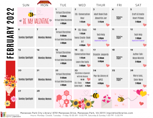 February 2022 Library Events Calendar - EN