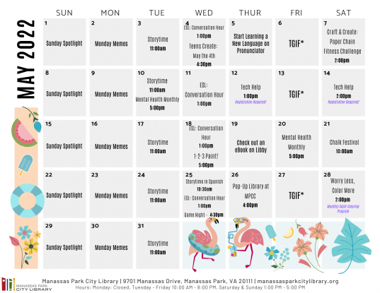 May 2022 Library Events Calendar - EN