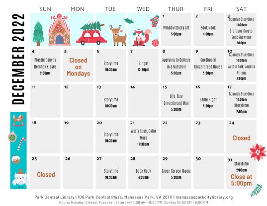 December 2022 Library Events Calendar - ENG