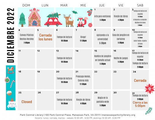 December 2022 Library Events Calendar - SPA