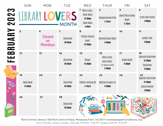 February 2023 Library Events Calendar - ENG