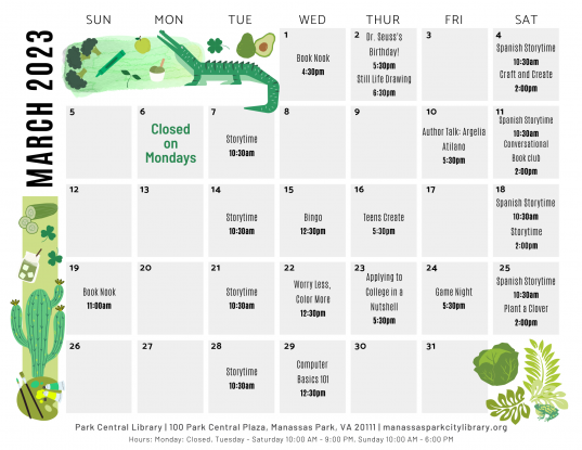 March 2023 Library Events Calendar-ENG